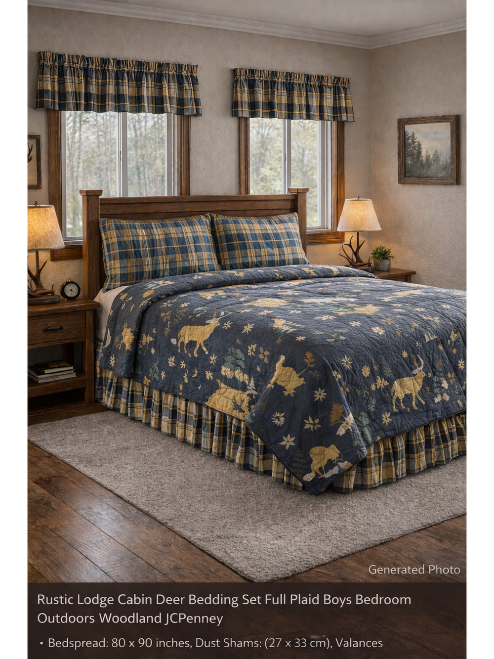 Rustic Lodge Cabin Deer Bedding Set Full Plaid Boys Bedroom Outdoors Woodland JC